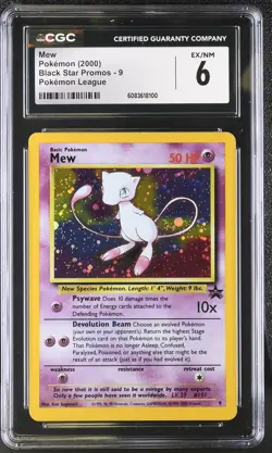 CGC 6 Mew 2000 Black Star Promos 9 Holo Pokemon Card - Image 1