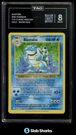 2023 POKEMON CLASSIC COLLECTION #003/034 BLASTOISE & SUICUNE EX DECK TAG 8 - Image 1