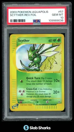 2003 POKEMON AQUAPOLIS #57/147 SCYTHER REVERSE HOLO PSA 10 - Image 1