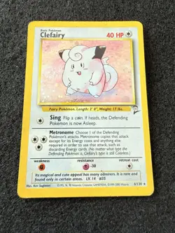 Pokemon Clefairy Holo 6/130 from Base Set 2 in DMG condition! Swirl! - Image 1