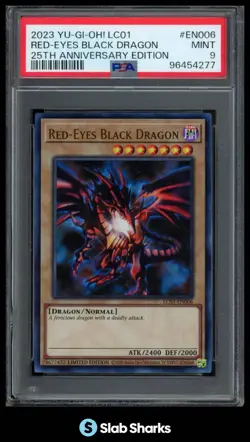 2023 YU-GI-OH! #LC01-EN006 RED-EYES BLACK DRAGON 25TH ANNIVERSARY EDITION PSA 9 - Image 1