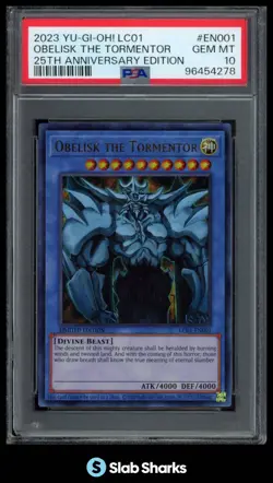 2023 YU-GI-OH! #LC01-EN001 OBELISK THE TORMENTOR 25TH ANNIVERSARY EDITION PSA 10 - Image 1