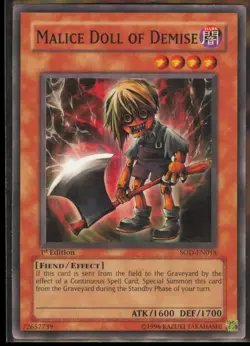 Yu-Gi-Oh Malice Doll of Demise SOD-EN018 Soul of the Duelist Common 1st Ed NM US - Image 1
