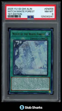 2025 YU-GI-OH! ALIN #3N058 WITCH OF THE WHITE FOREST 1ST EDITION PSA 8 - Image 1