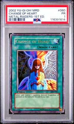 PSA 1 1ST EDITION Change of Heart MRD-060 Metal Raiders Ultra Rare YUGIOH - Image 1
