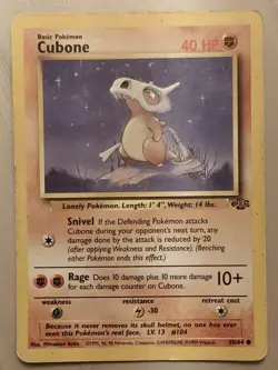 1st Edition Cubone 50/64 Jungle Set - Common Pokemon Card - MP - Image 1