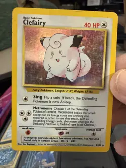 Holo Clefairy 5/102 LP MP Rare 1999 Base Pokemon Card T234 - Image 2