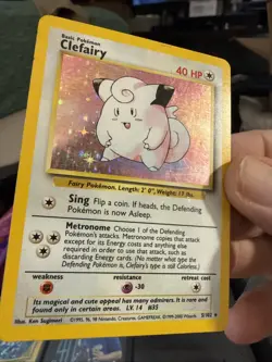 Holo Clefairy 5/102 LP MP Rare 1999 Base Pokemon Card T234 - Image 3
