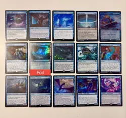Magic The Gathering Unique 15 Blue Rare Card Lot (5 Mythic). NM - Image 1