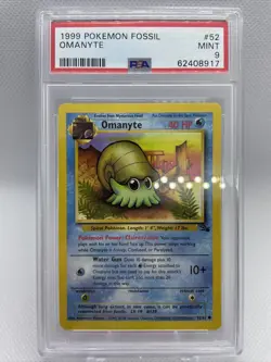 Pokemon PSA 9 Omanyte 52/62 - Fossil Set 1999 Mint Himeno Card - Image 1