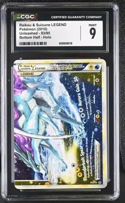 CGC 9 MINT Raikou & Suicune LEGEND 2010 Unleashed 93/95 Holo Pokemon Card - Image 1