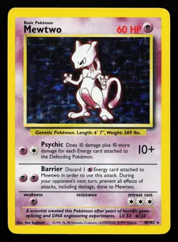 Mewtwo 10/102 Holo Rare Base Set Pokemon Card - Image 1