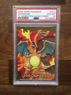 2000 TOPPS POKEMON CHARIZARD #PC3 TV ANIMATION CLEAR CARDS PSA 10 - Image 1