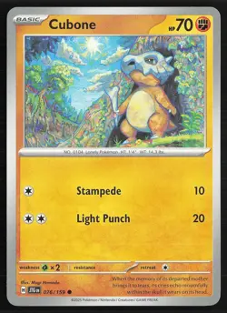 SV09: Journey Together Cubone #076/159 Common Pokemon Card - Image 1