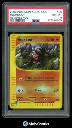 2003 POKEMON AQUAPOLIS #86/147 HOUNDOUR REVERSE HOLO PSA 8 - Image 1