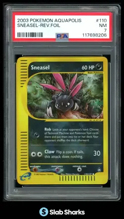 2003 POKEMON AQUAPOLIS #110/147 SNEASEL REVERSE HOLO PSA 7 - Image 1