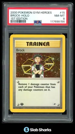 2000 POKEMON GYM HEROES 1ST EDITION #15/132 BROCK HOLO PSA 8 - Image 1