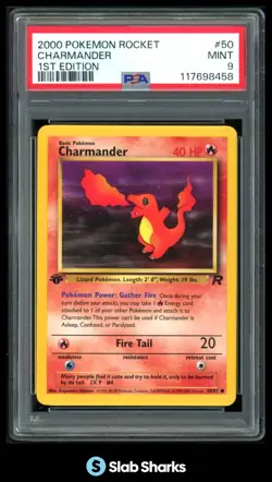 2000 POKEMON TEAM ROCKET 1ST EDITION #50/82 CHARMANDER PSA 9 - Image 1