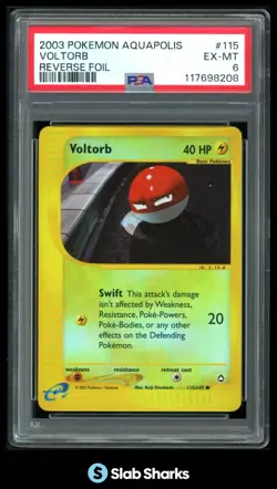 2003 POKEMON AQUAPOLIS #115/147 VOLTORB REVERSE FOIL PSA 6 - Image 1