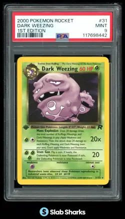 2000 POKEMON TEAM ROCKET 1ST EDITION #31/82 DARK WEEZING PSA 9 - Image 1