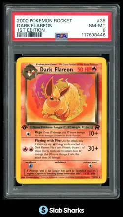 2000 POKEMON TEAM ROCKET 1ST EDITION #35/82 DARK FLAREON PSA 8 - Image 1