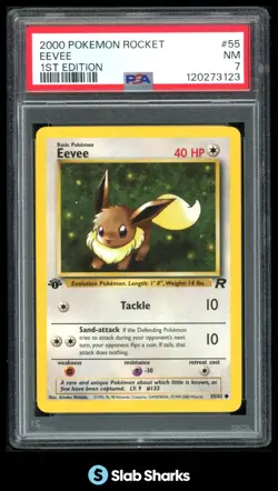 2000 POKEMON TEAM ROCKET FIRST EDITION #55/82 EEVEE PSA 7 - Image 1