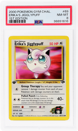 2000 Pokemon Gym Challenge Erika's Jigglypuff 1st Edition #69 PSA 8 - Image 1