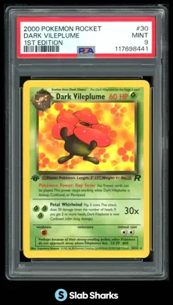 2000 POKEMON TEAM ROCKET 1ST EDITION #30/82 DARK VILEPLUME PSA 9 - Image 1