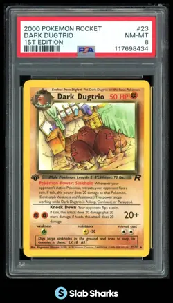 2000 POKEMON TEAM ROCKET FIRST EDITION #23/82 DARK DUGTRIO PSA 8 - Image 1