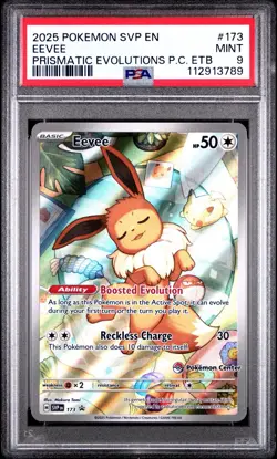 Pokemon Center Stamp Promo Eevee Prismatic Evolutions ETB SVP EN 173 PSA 9 Mint - Image 1