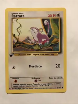 Pokemon TCG Rattata Base Set 61/102 1st Edition Spanish Card - Image 1