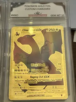 Lot of 9 Graded GEM MT 10 “Pokemon Gold Foil CUSTOM”Cards - Charizard/Pikachu - Image 4