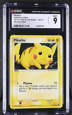 CGC 9 MINT Pikachu EX Fire Red & Leaf Green 74/112 Reverse Holo Pokemon Card - Image 1