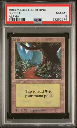Forest - Alpha - MTG - Near to Mint - PSA 8. More Vintage MTG in my store. - Image 1