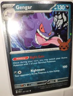 Pokemon Gengar 057/091 Trick Or Trade 2024 Swirl On Face Holo Bleed Error Rare - Image 1
