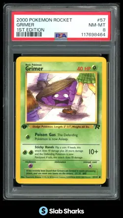 2000 POKEMON TEAM ROCKET 1ST EDITION #57/82 GRIMER PSA 8 - Image 1