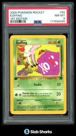 2000 POKEMON TEAM ROCKET 1ST EDITION #58/82 KOFFING PSA 8 - Image 1