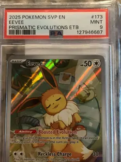 2025 EEVEE POKEMON SVP EN BLACK STAR PROMO PRISMATIC EVOLUTIONS ETB PSA 9 - Image 3