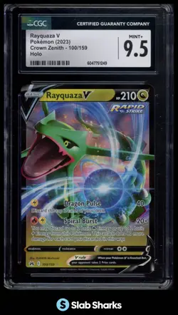 2023 POKEMON SWORD & SHIELD CROWN ZENITH #100/159 RAYQUAZA V HOLO CGC 9.5 - Image 1
