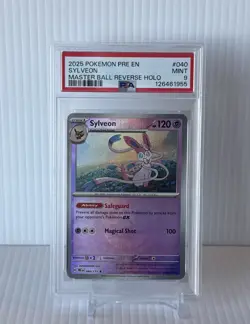 2025 Pokemon Pre EN Sylveon Master Ball Reverse Holo PSA 9 Mint - Image 1