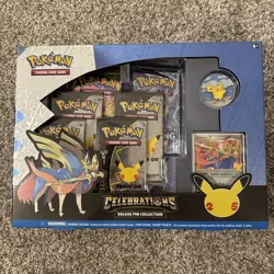Pokemon TCG Celebrations Deluxe Pin Collection Box Zacian Lv X Pikachu Sealed 820650809422 - Image 1