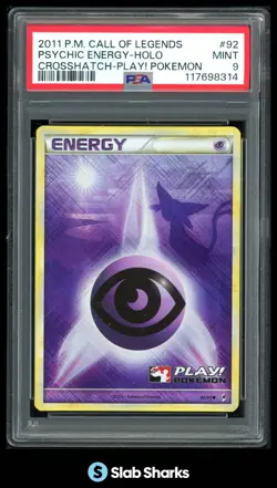 2011 POKEMON CALL OF LEGENDS #92/95 PSYCHIC ENERGY HOLO CROSSHATCH PLAY! PSA 9 - Image 1