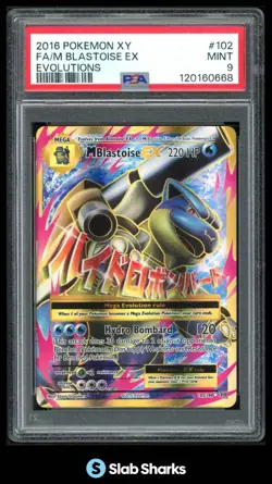 2016 POKEMON XY EVOLUTIONS #102/108 M BLASTOISE EX HOLO FULL ART PSA 9 - Image 1