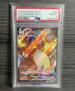 2020 POKEMON CHARIZARD VMAX PSA 10 SWORD & SHIELD DARKNESS ABLAZE #020 FULL ART - Image 1
