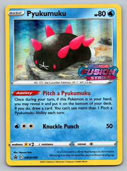 Pyukumuku Pokemon Fusion Strike SWSH169 Prerelease Black Star Promo NM - Image 1