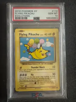 2016 POKEMON XY EVOLUTIONS #110/108 FLYING PIKACHU SECRET RARE PSA 10 - Image 1