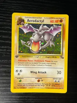 Pokemon TCG RARE COSMOS Aerodactyl Prerelease Promo Holo Foil Near Mint European - Image 1
