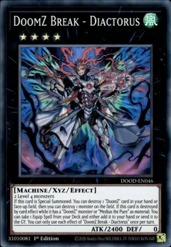 DoomZ Break - Diactorus - Super Rare 1st Edition DOOD-EN046 - NM - YuGiOh - Image 1