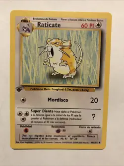 Pokemon TCG Raticate 1st Edition Spanish Base Set 40/102 Card - Image 1