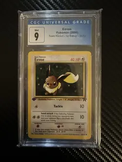 Eevee 1st Edition 2000 Team Rocket #55 Pokemon Card - CGC 9 - Image 1